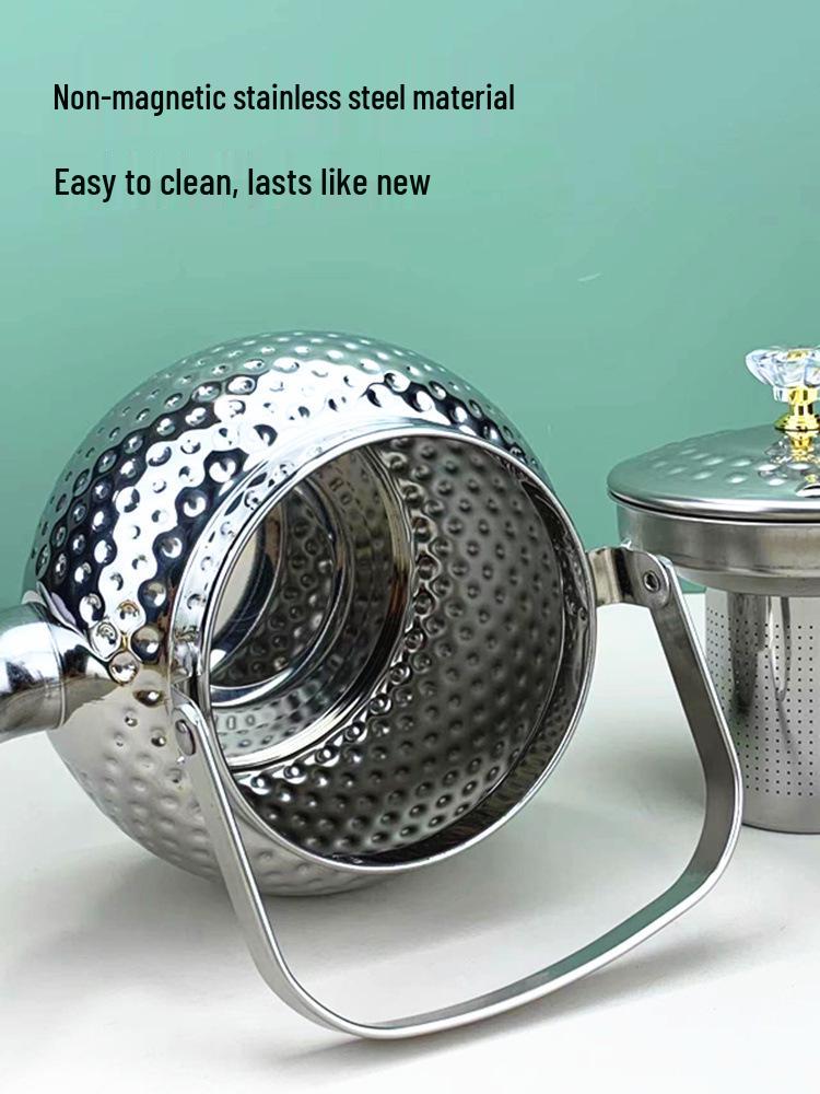 Bule de Chá de Aço Inoxidável com Infusor e Filtro para Uso Doméstico, em Restaurante ou Hotel