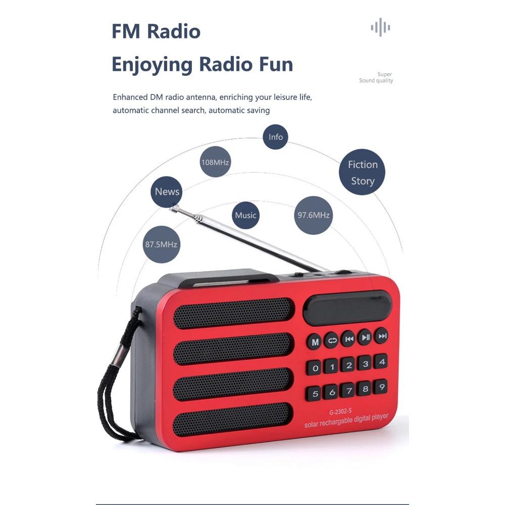 Tragbares Radio FM MP3 USB Bluetooth Wireless-Lautsprecher Unterstützt Solarladefunktion TF-Karte U-Disk-Musik-Player mit FM-Radioempfänger