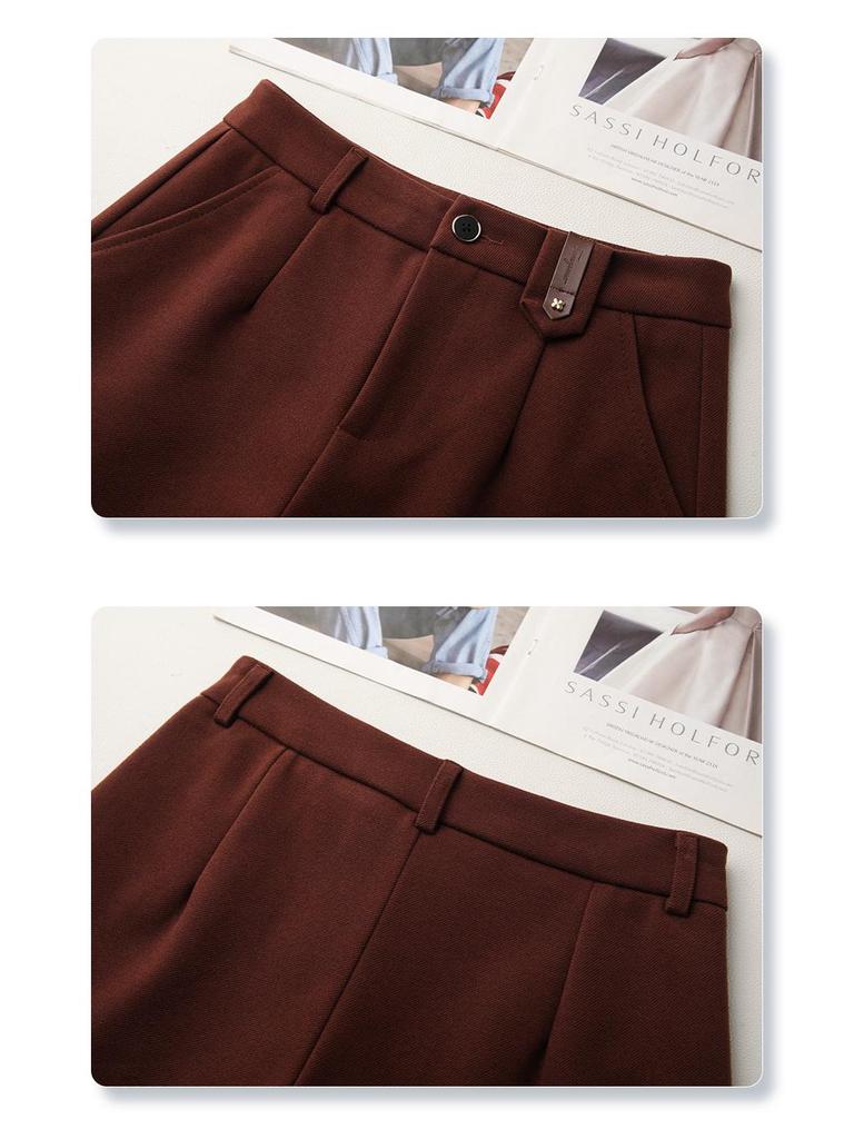 Ancola Women's Red Woolen A-line Bootcut Shorts for Autumn/Winter 2024