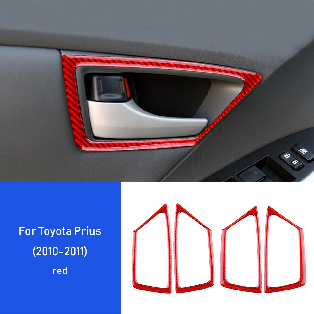 Real Soft Carbon Fiber for Toyota Prius 2010 2011 Accessories Interior Trim LHD RHD Car Side Inner Door Handle Frame Sticker