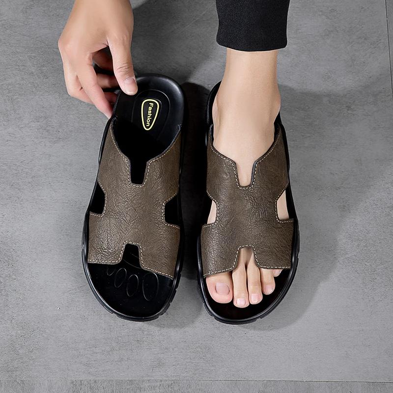 Men Sandal Slippers Leather Summer Sneaker Slippers Men Slides Soft Eva Slippers Casual Beach Shoes Men Big Size 4849505152