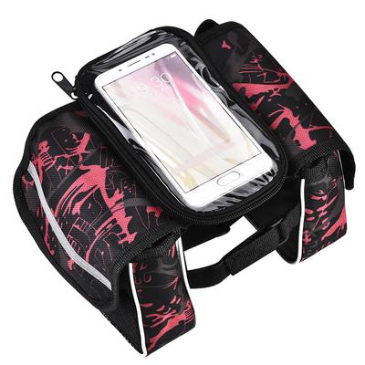 Fahrrad Front Tube Bag Wasserdichte berührbare Handytasche Fahrradzubehör (rot)