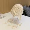 Korean Style Hollow Pullover Hat Breathable Brimless Tassel Cap Crochet Knitted Hats  Autumn