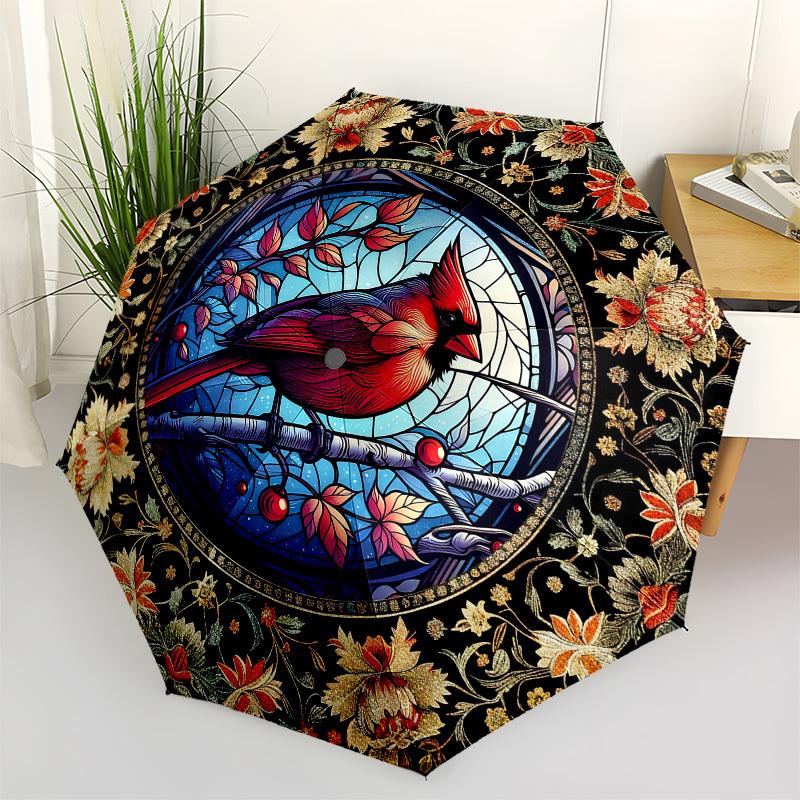 

Color Retro CardinalThemed Automatic Opening and Closing Umbrella - 8 Ribs, Suitable for Leisure and Going Out, Outdoor Accessory, Gothic St