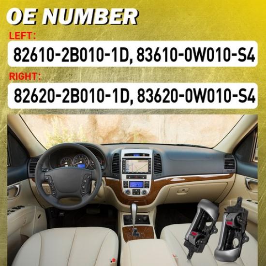 Interior Inner ide Door Handle Right Left Pair For Hyundai Santa Fe 2007-2012
