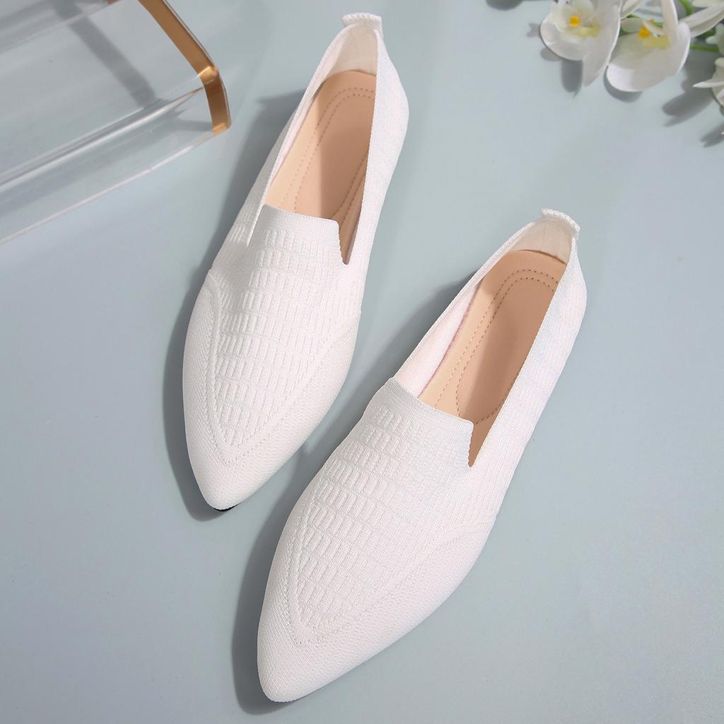 Women New Flat Shoes Women Breathable Casual Soft Bottom Knitted Sneakers Solid Color Vulcanized Shoes Casual Chaussure Femme