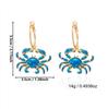 Summer Vacation Style Funny Crab Shaped Dangle Earrings for Women Metal Hoop Hairy Crab Earring Holiday Jewelry Gift
