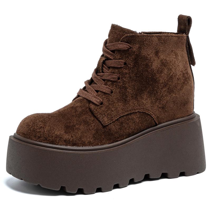 CM inner height increase big head thick-soled casual boots women's autumn new matte leather Martin boots short women's boots
