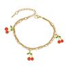Cherry Epoxy Titanium Steel Bracelet for Women - Sweet Dopamine-Inspired Design