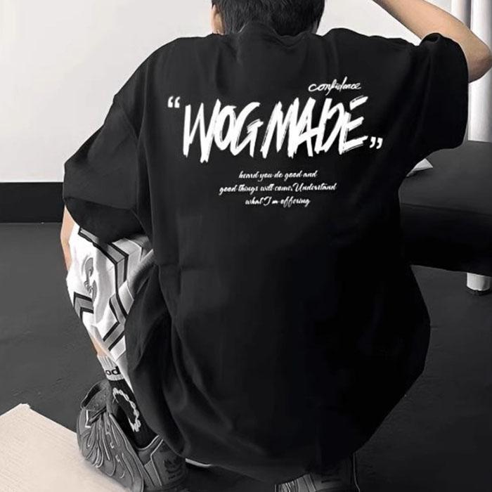 Men Summer Casual Loose Oversize Short Sleeve O Neck Letter Printed Pullover Cotton T Shirt Top