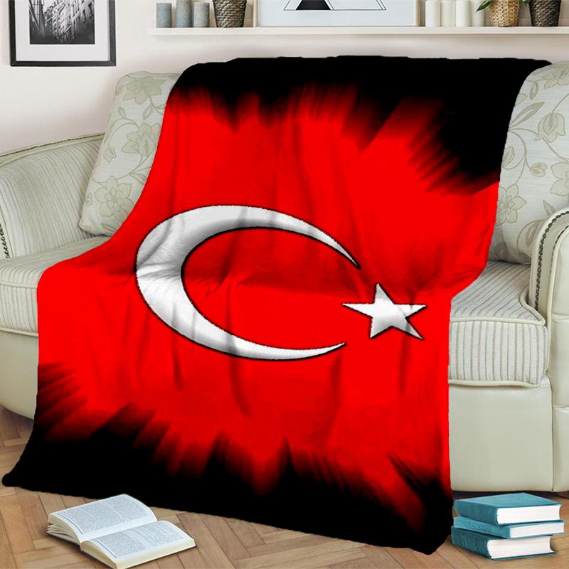Decke mit türkischem Flaggen-Design, geeignet für Sofas, Betten, Büros und Camping - Perfektes Geschenk für Halloween und Weihnachten