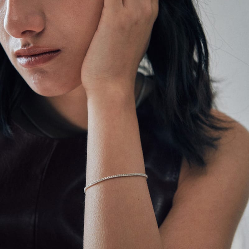 green [925 silver] Eight.silver.86 / end handle dew bracelet (silver)