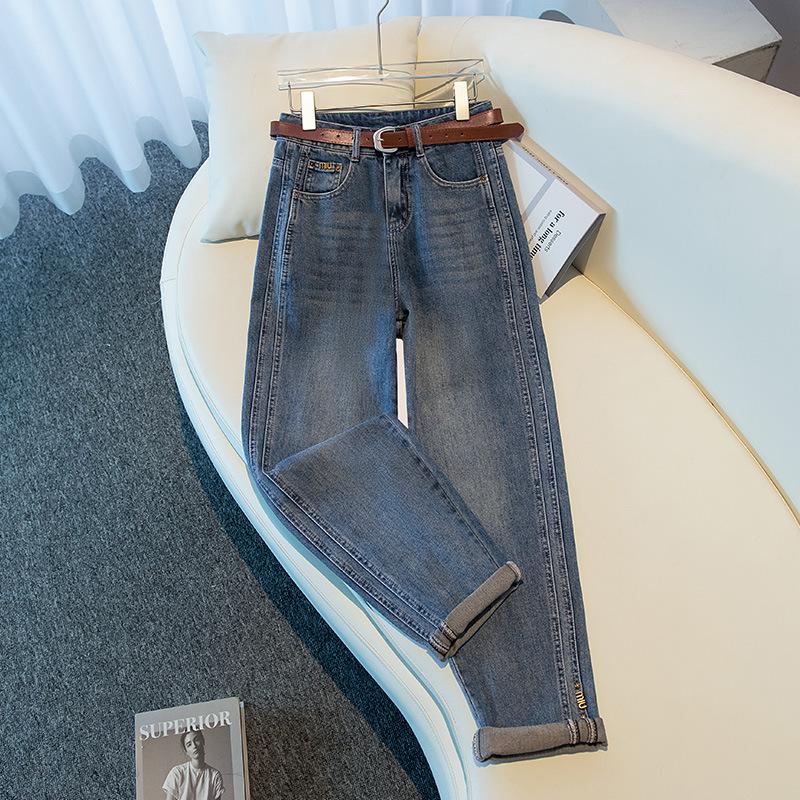 

Женские 2025 Весенние Джинсы-Гаремы из Синего Денима с Завышенной Талией и Эффектом Похудения 29 (115-125 lbs) синий