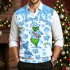 Men's Casual Wool V-Neck Sweater Vest with Christmas Print for Commute and Daily Wear
