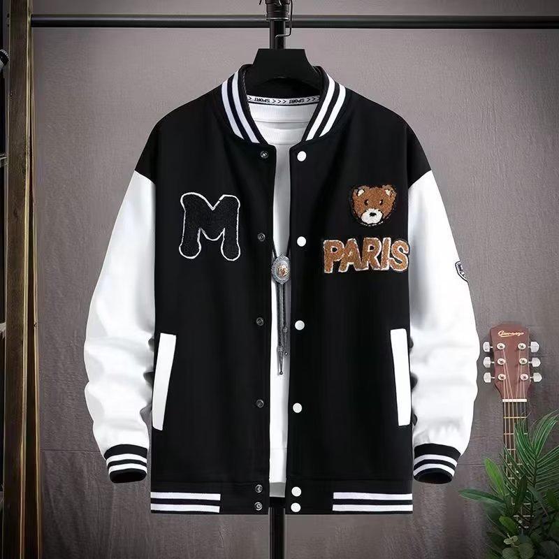 Men's Color-Block Print Baseball Jacket for Students