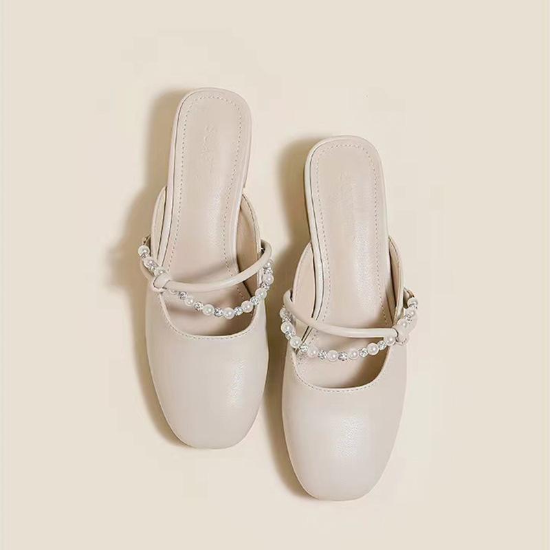Baotou sandals girl 2025 new summer fairy style with skirt fashionable and versatile daily commute premium half slippers