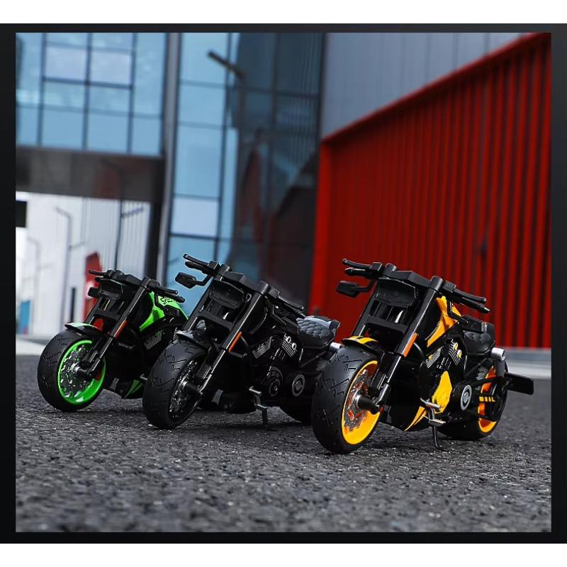 Simulation 1/10 Alloy Harley Vintage Motorcycle Model with Sound and Light Diecast Toy Motorbike Collection Miniature Voiture