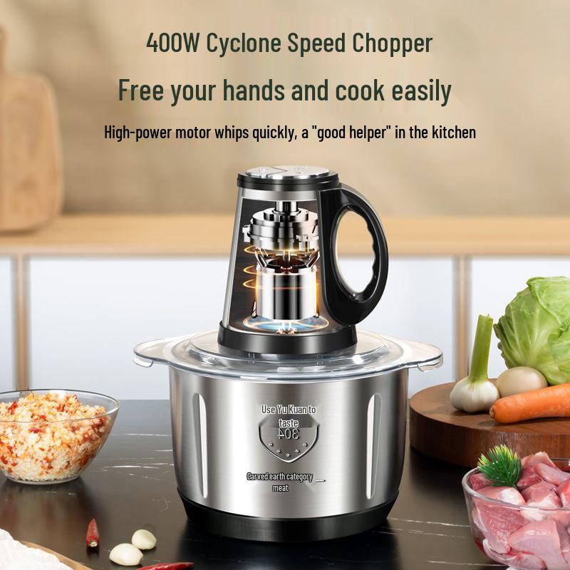 Compact Stainless Steel Meat Grinder and Blender with Dumpling Filling Feature