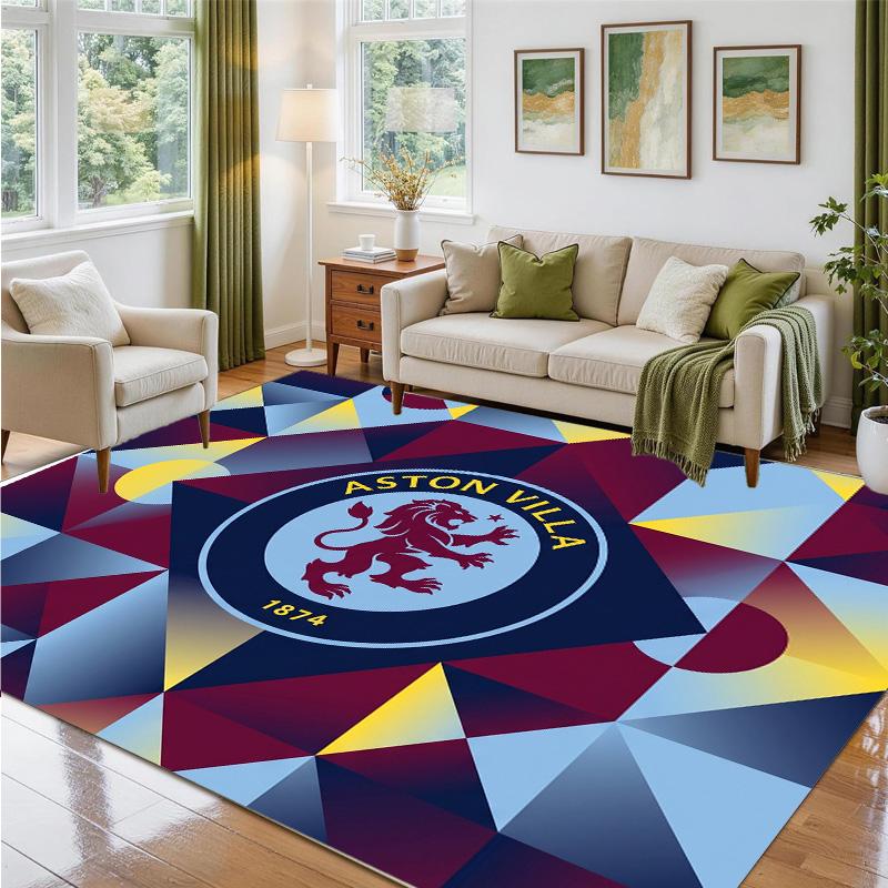 Aston Villa Football Design Crystal Velvet Rug Soft Decorative Mat for Bedroom Entrance