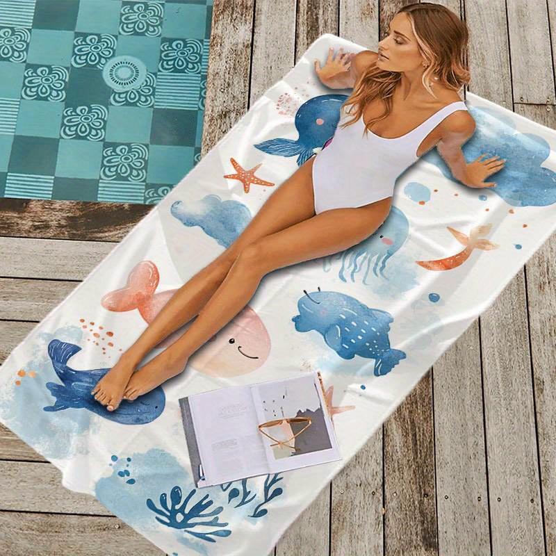 Entzückendes Strandtuch mit Meeresmotiv - Superweiche, schnelltrocknende Mikrofaser, Großes rechteckiges Badetuch für s, Lebendige Aquarellfarben