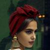Turban Hat Retro French Style Flower Decor Women Hat Solid Color Breathable Wind-proof Headwear Daily Wear