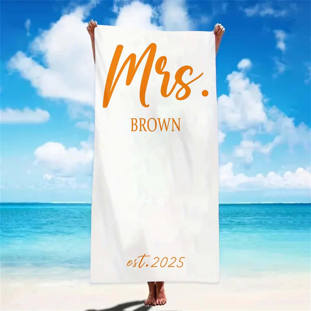 1pcs Mr & Mrs Beach Towel Custom Name Beach Towel Honeymoon Gift Summer Lovers Summer Vibe Wedding Gift Personalized Beach Towel