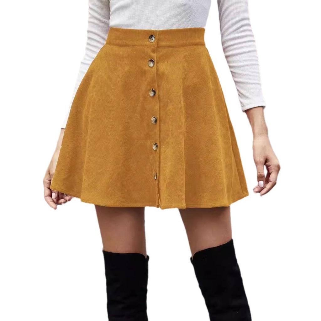 GMXIA Women's Fashion Vintage Corduroy High Waist Skirt