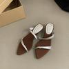 Pointed Slope Heel Set Toe Cool Slippers Women's Summer Wear New Niche Thin Strap One-word Slippers Women