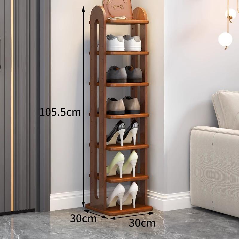 Adjustable Solid Wood Shoe Rack - Slim Entryway Organizer for Small Spaces Multi-Tier Storage Shelf for Dorms/Apartments &Closet