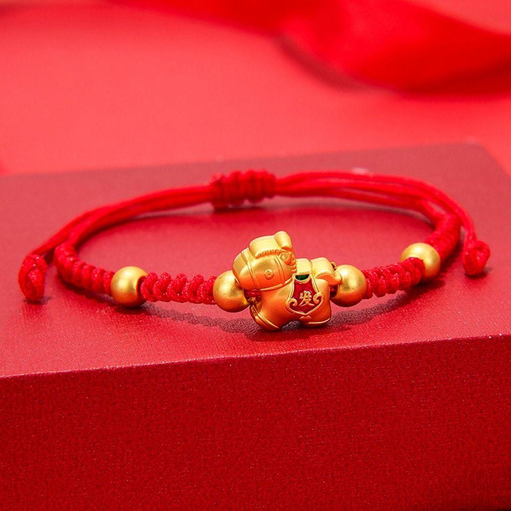 Chinese Style Horse Year Bracelet 2026 2026 Horse Year Fortune Bracelet Lucky Pony Red Rope Girls