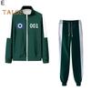 2 Pcs/Set Children Sweatshirt Pants Suit Cosplay Costume Contrast Color Lapel Zip-up Jacket Drawstring Elastic Waist Trousers Game Wooden Man Role
