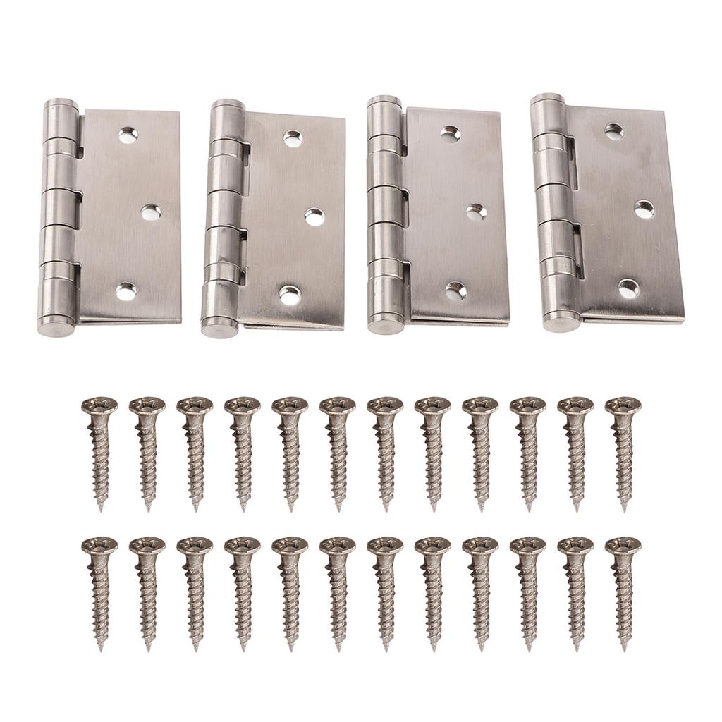 4 Stück Türscharniere Edelstahl Einbohrscharnier mit dickem Lager Eckig 24 Stück Schrauben für Holztüren Hotelzimmer
