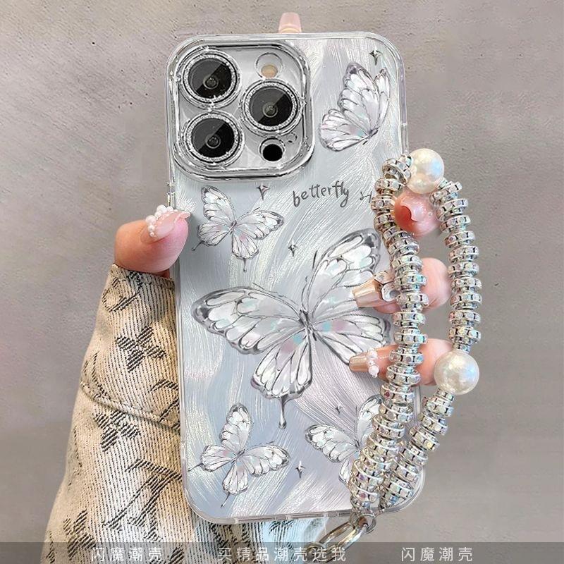 Cool butterfly is suitable for Apple 16promax mobile phone case iPhone15 feather yarn 14 cute 13 all-inclusive 12 women 11