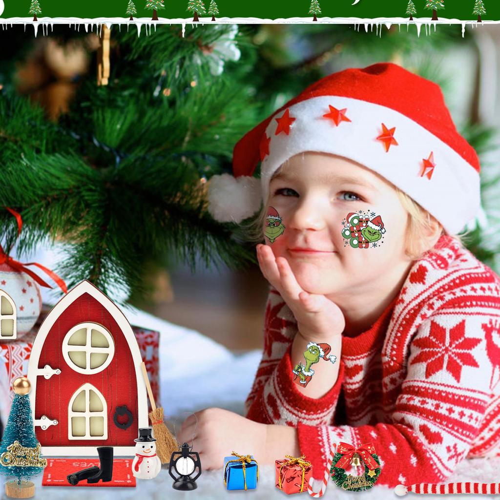 Christmas Stickers Cute Cartoon Holiday Party Temporary Stickers