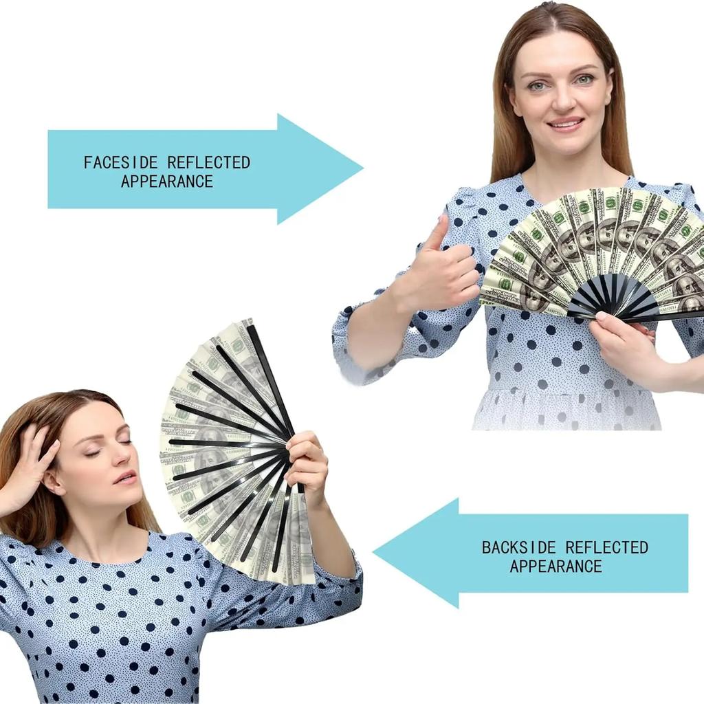 33cm velký skládací ventilátor na ruční rave Čínský/japonský přechod s barevným reflexním skládacím fanouškem Music Festival Fan Dance Fan Dárky