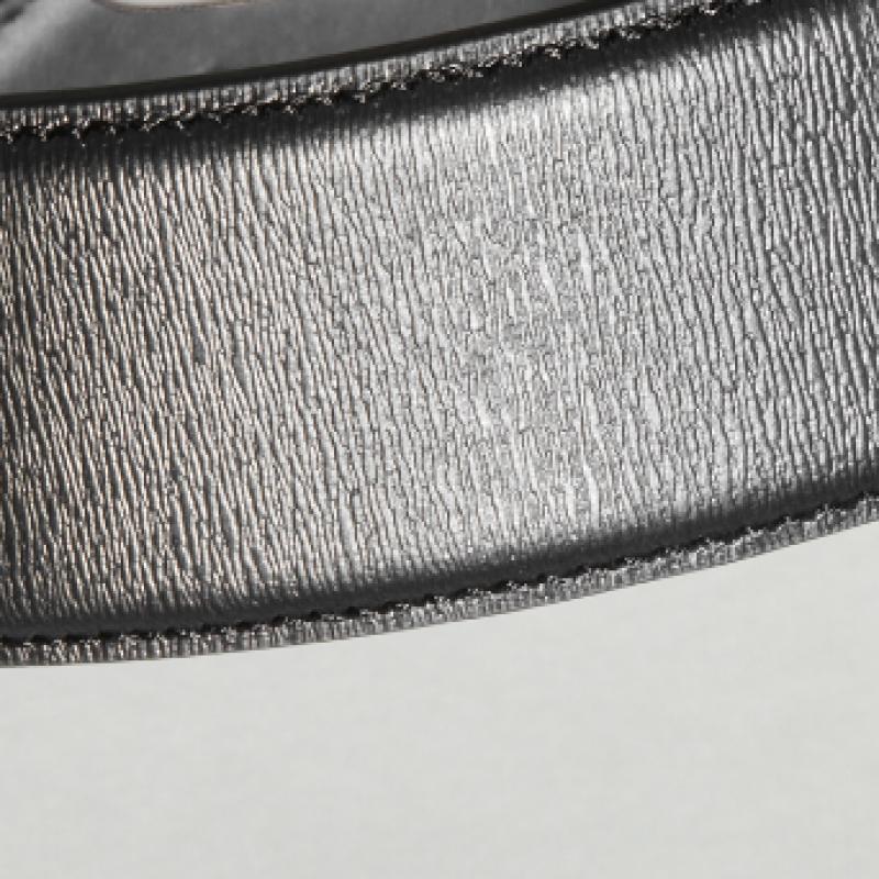 Daks Black Buckle Dd Logo Embossed Leather Belt