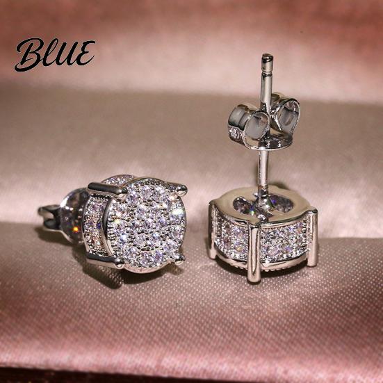Women Stud Earrings 1 Pair Square Rhinestone Wedding Ear Studs
