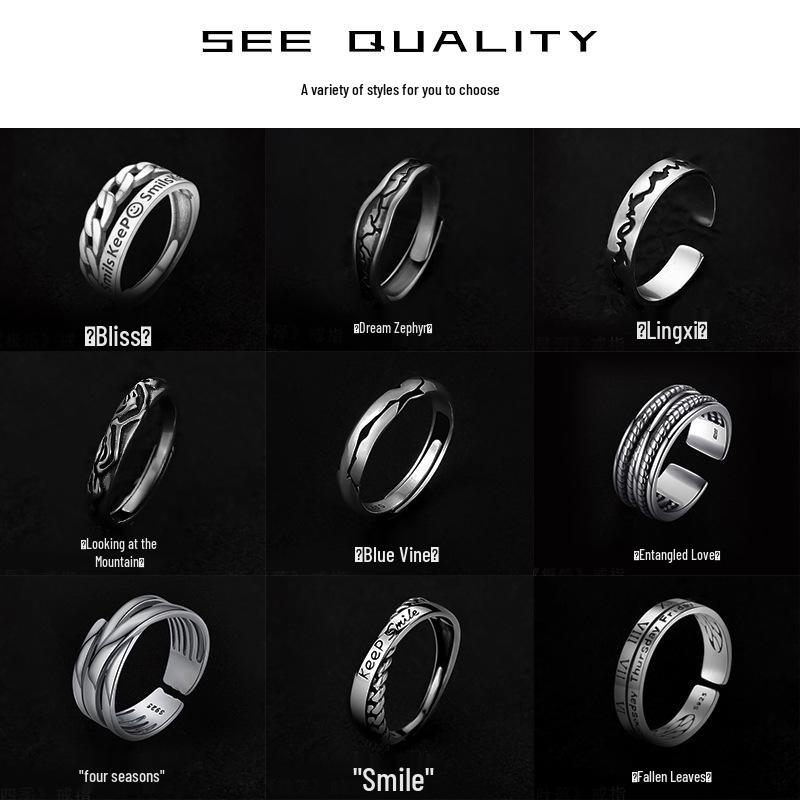 Trendy Men's Adjustable Niche Index Finger Open Ring for Boys