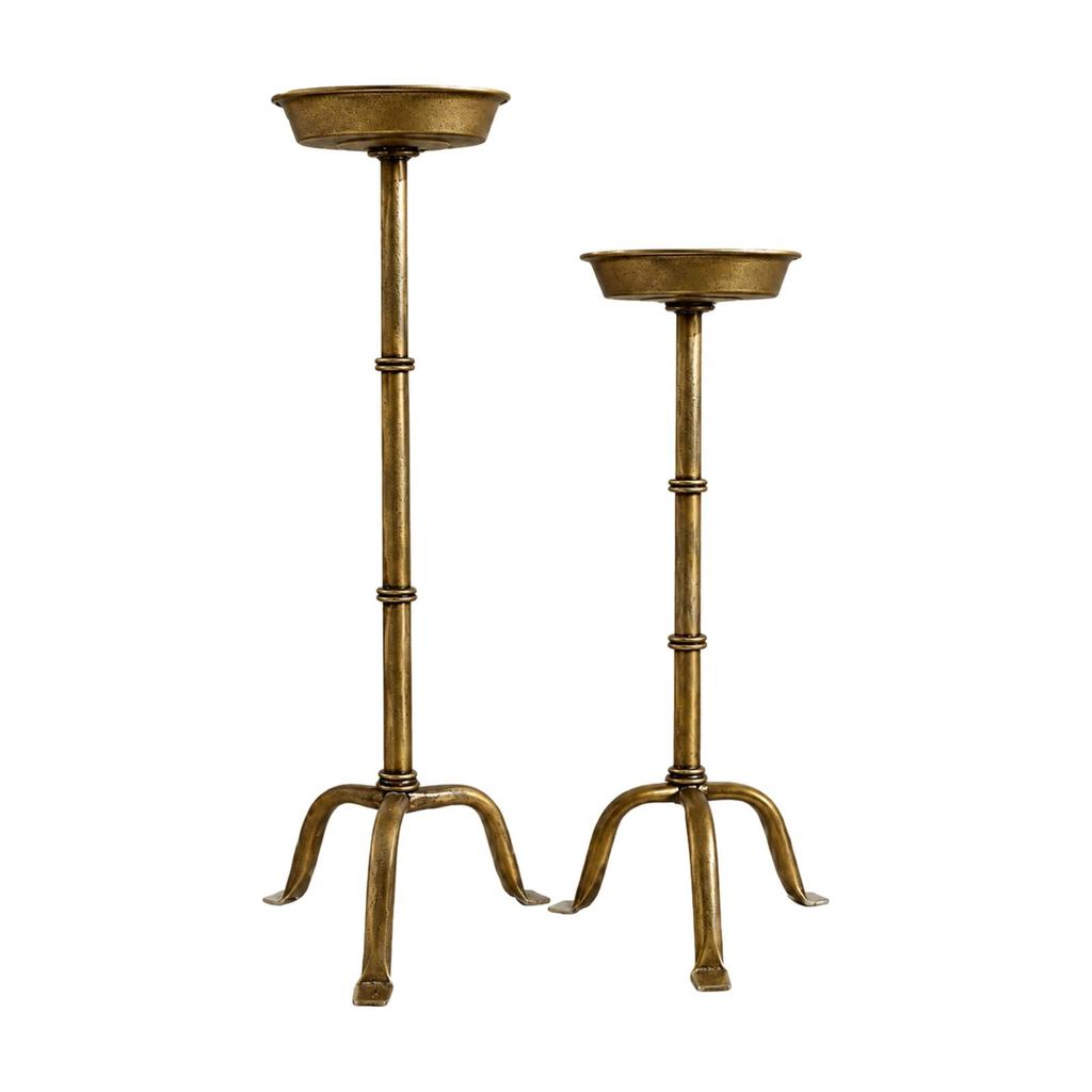 2 Pieces Iron Candlestick Holder Antique Bronze Finish Detachable Candle