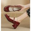 Spring Thick Heel Women Mary Jane Shoes Shallow Ladies Casual Butterfly-knot Shoes Eelgant Dress Leather Shoes