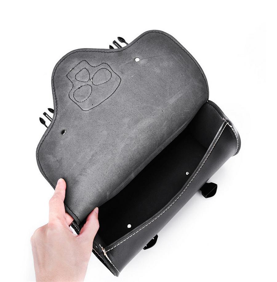 Universal Motorcycle 12" Front Fork Tool Bag Pouch Luggage SaddleBag PU Leather Skull For Harley