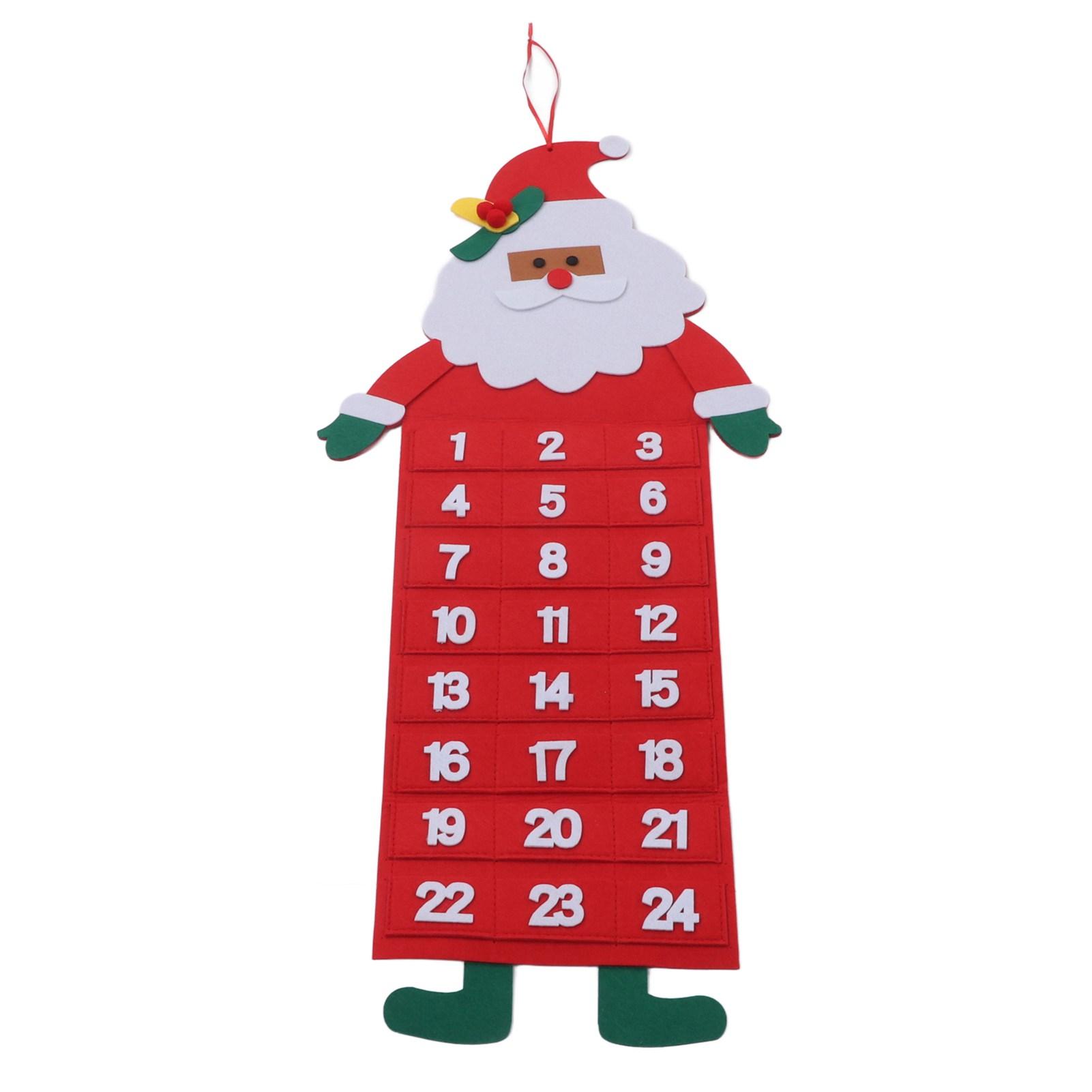 

Войлочный рождественский адвент-календарь на 24 дня, карманы, моющийся настенный календарь обратного отсчета, украшение Father Christmas