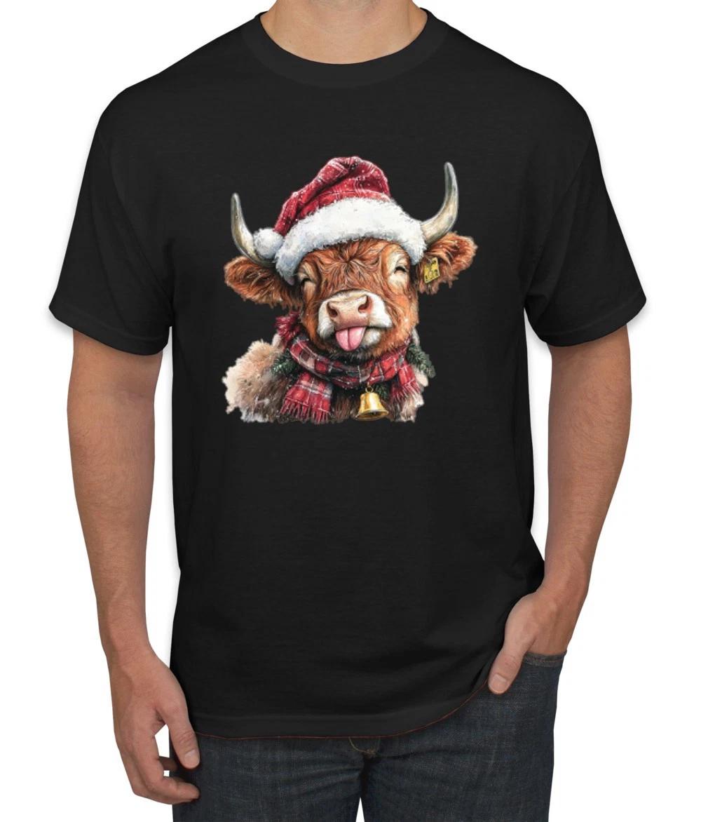 Cute Fluffy Christmas Cow Ugly Christmas Men s T- Shirt 3XL