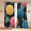 Flat Printing Curtains Without Rod Floral Peonies Dark Background Fashionable Curtainments During Curtain Set Of 2 Modern Made Polyester Washable