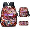 Hazbin Hotel Anime Ensemble de 3 pièces Sac à dos Étudiant Sac d'école à bandoulière Enfants Mignon Sac à dos de voyage Cadeau d'anniversaire pour enfants