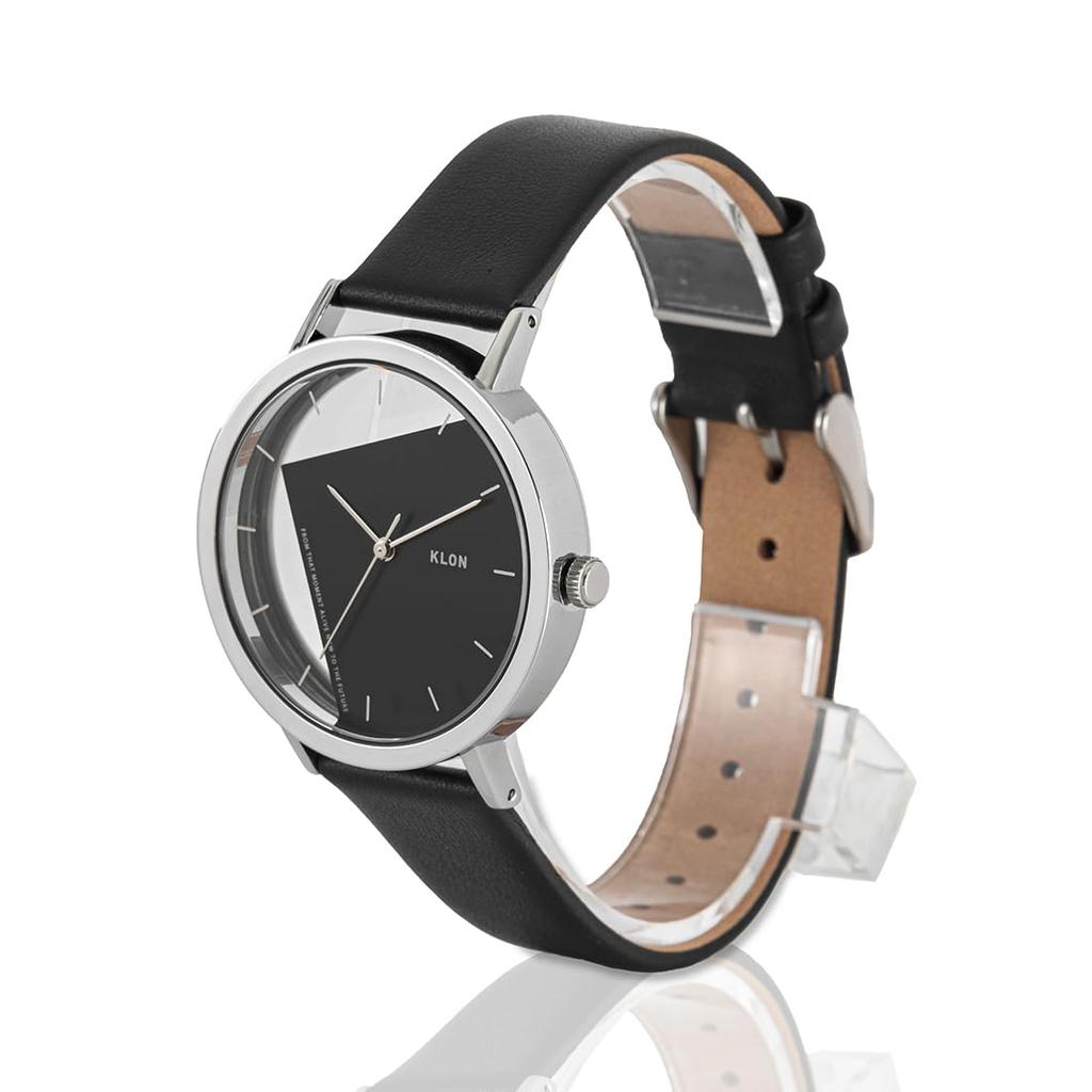 KLON Skeleton Clear Transparent Leather Strap Wristwatch Matching Unisex Stylish Simple KLON INVISIBLE UNIVERSAL SHAPES 38mm [Pair Watches] Men's