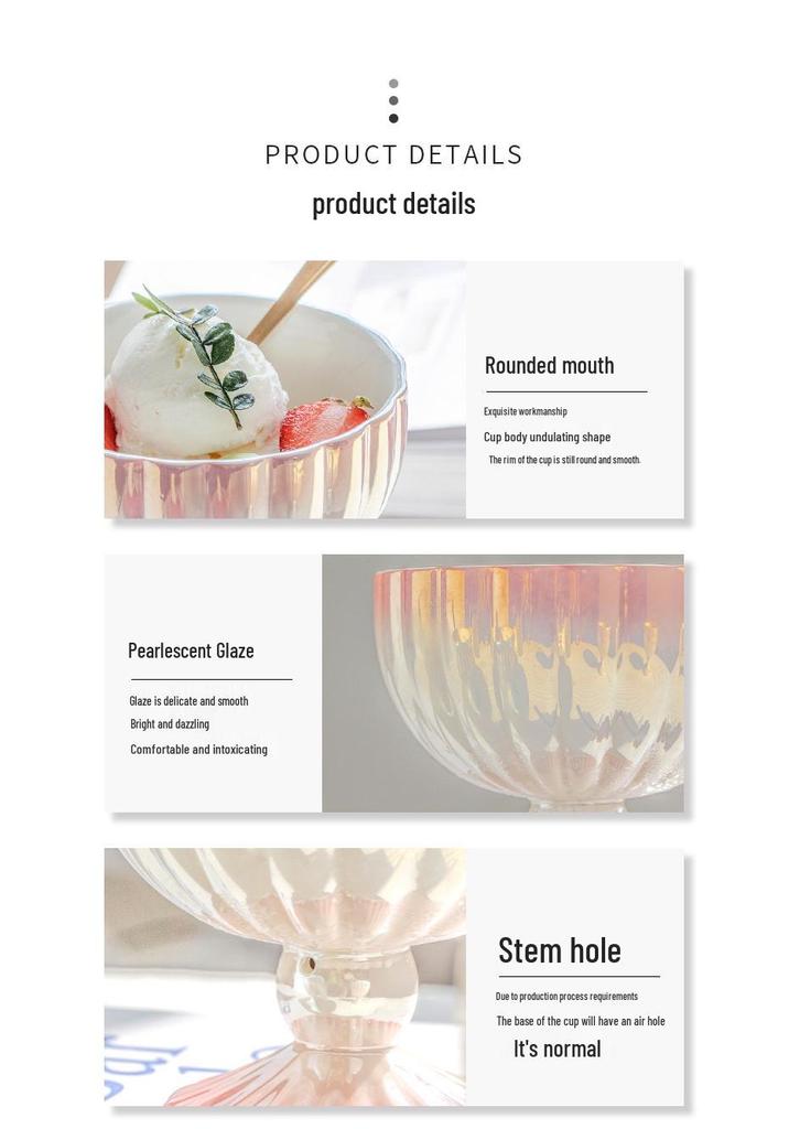 Nordic Pearl Tall Stem Ice Cream Cup - Exquisite Ceramic Dessert Bowl