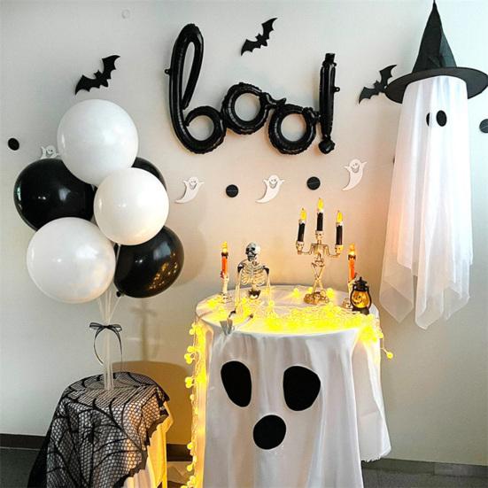 Halloween Ghost Tablecloth White And Black Ghostly Tablecloth Fun And Spooky Dining Table Accessory for Parties Candy Buffet Photo Backdrops