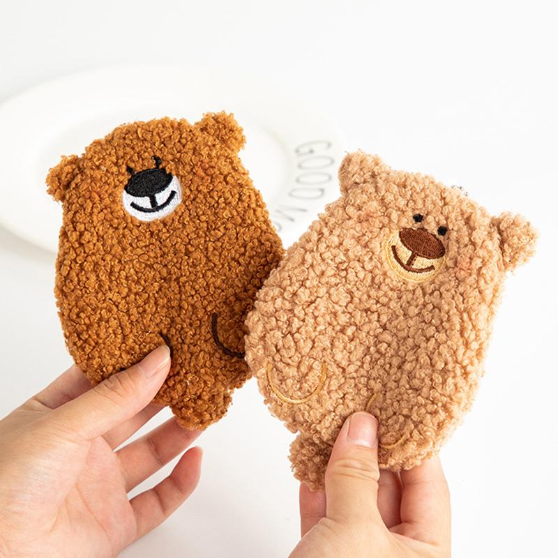 Kawaii Bear Plush Coin Bags Purse For Women Girls Pocket Money Pouch Students Mini Id Credit Card Holder Earphone Storage Bag