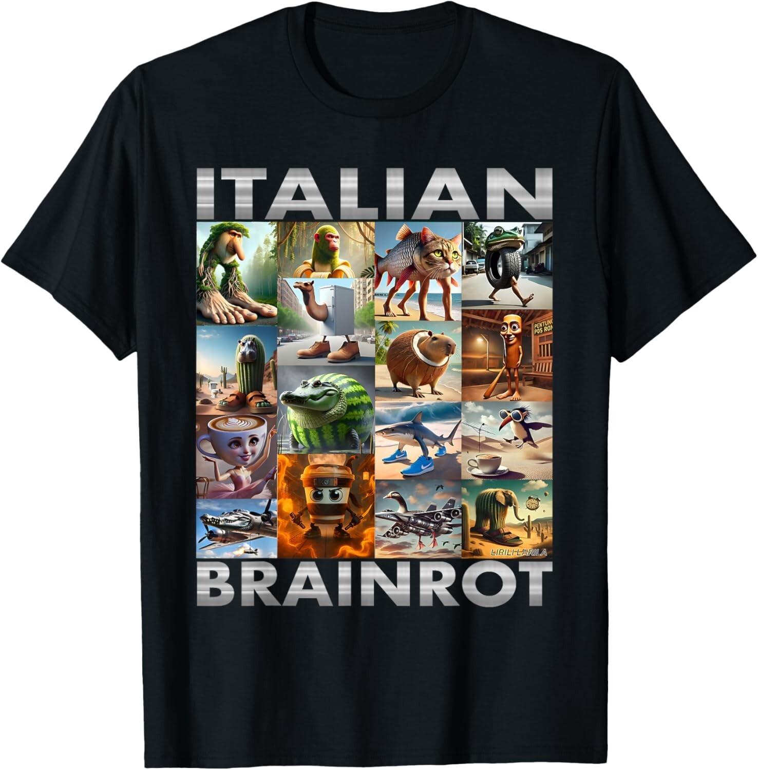 Brainrot Meme Italian Brain Rot Italian Brainrot T-Shirt Mens Womens Tees Top L
